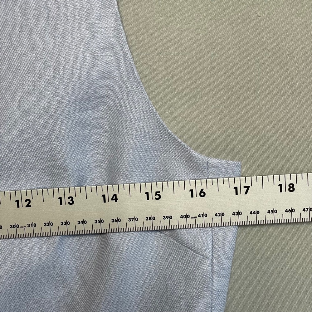 Nwt‎ Argent Womens Light Blue Linen Twill High Neck Button Waistcoat Vest Size 2 - Picture 5 of 7